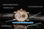 Patek Philippe Grand Complications Chrono Asia HT1035-Tourbillon Automatic Rose Gold Case with Black Leather Bracelet Stick Markers and White Dial