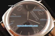 Panerai Radiomir Pam 231 Asia 6497 Manual Winding Steel Case with Black Dial and Black Leather Strap