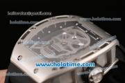 Richard Mille RM 52-01 Swiss ETA 2671 Automatic Steel Case with Black Rubber Bracelet White Markers and Skeleton Dial - 1:1 Original