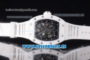 Richard Mille RM 055 Miyota 9015 Automatic Steel Case with Skeleton Dial Dot Markers Black Inner Bezel and White Rubber Strap