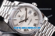 Rolex Day-Date II Swiss ETA 2836 Automatic Stainless Steel Case/Bracelet with White Dial and Roman Numeral Markers (BP)