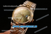 Rolex Datejust 37mm Swiss ETA 2836 Automatic Two Tone with Green Dial and Roman Diamonds Markers