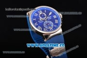 Ulysse Nardin Maxi Marine Automatic Movement Steel Case with Blue Dial and White Roman Numeral Marker-Blue Rubber Strap