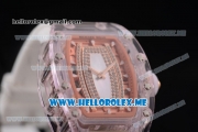 Richard Mille RM 07-02 Miyota 9015 Automatic Pink Sapphire Case with White Rubber Strap and White MOP Dial White Markers