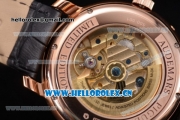 Audemars Piguet Jules Audemars Dual Time Asia ST25 Automatic Rose Gold Case Black Dial Stick Markers and Black Leather Strap