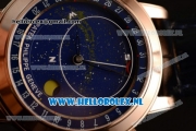 Patek Philippe Grand Complication Sky Moon Celestial Compass Miyota 9015 Automatic Rose Gold Case with Blue Dial and Blue Genuine Leather Strap (GF)