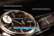 Rolex Cellini Time Swiss ETA 2824 Automatic Steel Case Black Dial Stick Markers With Steel Bezel Black Leather Strap