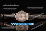 Patek Philippe Nautilus Miyota 9015 Automatic Steel Case Diamond Bezel with White Dial and Black Leather Strap