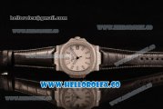 Patek Philippe Nautilus Miyota 9015 Automatic Steel Case Diamond Bezel with White Dial and Black Leather Strap