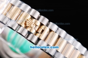 Rolex Datejust Oyster Perpetual Two Tone with Gold Bezel and Blue Rolex Logo Dial