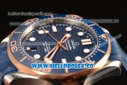 Omega Seamaster New Collection Senda Gold On Steel With Clone Omega 8500 Automatic Blue Dial Blue Rubber 210.22.42.20.03.002