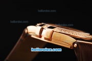 Omega Constellation Swiss ETA Quartz Rose Gold Case with Diamond Bezel and Brown Leather Strap