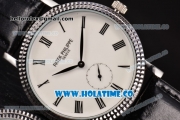 Patek Philippe Calatrava Asia ST16 Automatic Steel Case with White Dial and Black Leather Strap