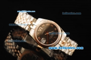 Rolex Datejust Automatic Movement Steel Case with Chocolate Dial and Two Tone Strap-ETA Coating Case