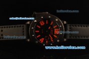 U-Boat U-42 Automatic Movement PVD Case with Black Dial and Black Leather Strap-Red Markers