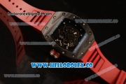 Richard Mille RM 055 Bubba Watson Miyota 9015 Automatic Carbon Fiber Case with Black Dial and Red Rubber Strap