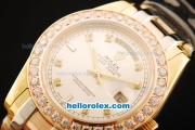 Rolex Day-Date Automatic Gold Case with Diamond Bezel and Diamond Marking-Small Calendar