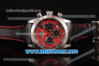 Tudor Fastrider Miyota OS20 Quartz Steel Case with Red Dial and Silver Arabic Numeral Markers