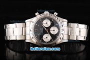 Rolex Daytona Swiss Valjoux 7750 Chronograph Movement Silver Case with Black Dial and White Subdials-Silver Stick Marker Rolex Daytona Swiss Valjoux 7750 Chronograph Movement Silver Case with Black Dial and White Subdials-Silver Stick Marker