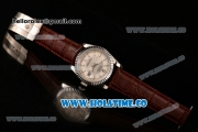 Rolex Datejust Automatic with White Dial and Stick Markers - Brown Leather Strap