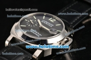 Panerai Luminor Marina Swiss Valjoux 7750 Automatic Steel Case with Green Stick/Arabic Numeral Markers and Black Dial