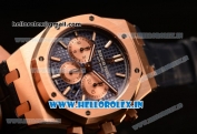 Audemars Piguet Royal Oak Chronograph Swiss Valjoux 7750 Rose Gold Case with Black Leather Strap Blue Dial and Gold Three Subdials 1:1 Original EF