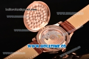 Patek Philippe Calatrava Swiss ETA 2824 Automatic Rose Gold Case with Brown Leather Strap White Dial and Stick Markers