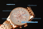 Breitling Montbrillant Swiss Valjoux 7750 Automatic Full Rose Gold with White Dial and Stick Markers