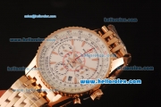 Breitling Montbrillant Swiss Valjoux 7750 Automatic Full Rose Gold with White Dial and Stick Markers