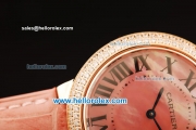Cartier ballon bleu de Cartier Swiss Quartz Movement Rose Gold Case with Pink MOP Dial and Diamond Bezel-Pink Leather Strap