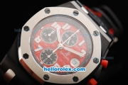 Audemars Piguet Royal Oak Offshore Swiss Valjoux 7750 Automatic Movement with Red Dial and White Numeral Markers-Run 12 Second