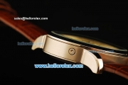 Jaeger Lecoultre Automatic Steel Case with Beige Dial and Brown Leather Strap