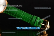 Rolex Cellini Time Asia 2813 Automatic Yellow Gold Case with Green Dial and Stick Markers