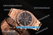 Audemars Piguet Royal Oak Chronograph Swiss Valjoux 7790 Automatic Rose Gold/Diamonds Case with Black Grids Dial Diamonds Bezel and Stick Markers (EF)