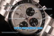 Rolex Daytona Vintage Chrono Miyota OS20 Quartz Steel Case/Bracelet with Stick Markers and Silver Dial