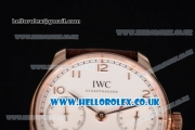 IWC Portuguese Clone IWC 52010 Automatic Rose Gold Case with White Dial Arabic Numeral Markers and Brown Leather Strap - 1:1 Original (ZF)