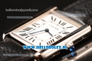 Cartier Tank Solo Swiss Quartz Movement Steel Case with White Dial and Black Leather Strap - 1:1 Origianl (ZF)