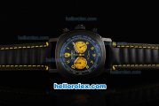 Ferrari Chronograph Miyota Quartz Movement 7750 Coating Case with Yellow Numeral Markers-Black Dial