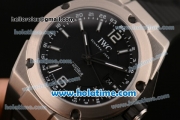 IWC Ingenieur Dual Time Swiss Valjoux 7750 Automatic Titanium Case with Black Dial and White Stick/Numeral Markers 1:1 Original