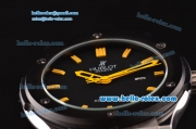 Hublot Classic Fusion Asia 2813 Automatic Steel case with Yellow Stick Markers PVD Bezel and Black Dial