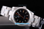 Rolex Milgauss Automatic Movement Silver Case with Black Dial and Stick Marker-SS Strap