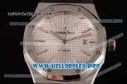 Audemars Piguet Royal Oak 41 Clone AP Calibre 3120 Automatic Steel Case with White Dial Stick Markers and Brown Leather Strap (BP)