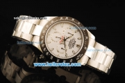 Rolex Daytona Chronograph Swiss Valjoux 7750 Automatic Movement Steel Case with White Dial and Black Bezel-Steel Strap