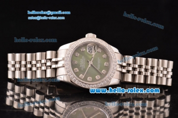 Rolex Datejust Lady 2813 Automatic Steel Case with Grey MOP Dial Diamond Markers and Diamond Bezel ETA Coating