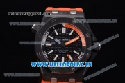 Audemars Piguet Royal Oak Offshore Diver Clone AP Calibre 3120 Automatic PVD Case with Black Dial Stick Markers and Orange Rubber Strap (EF)