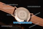 Patek Philippe Calatrava Miyota Quartz Rose Gold Case with White Dial and Diamonds Markers