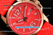 Chopard Mille Miglia Gran Turismo XL Miyota OS2035 Quartz Rose Gold Case with Red Dial and Red Rubber Bracelet