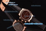 Rolex Daytona Chronograph Swiss Valjoux 7750 Automatic Rose Gold Case with Brown Dial Black Leather Strap