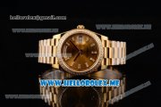 Rolex Day-Date Swiss ETA 2836 Automatic Yellow Gold Case/Bracelet with Yellow Gold Dial and Diamonds Bezel Stick Markers (BP)