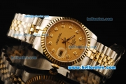 Rolex Datejust Automatic Movement ETA Coating Case with Gold Bezel and Diamond Markers-Two Tone Strap